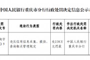 中國銀行重慶市分行被罰238萬元：違反信用信息采集、提供、 查詢相關(guān)管理規(guī)定