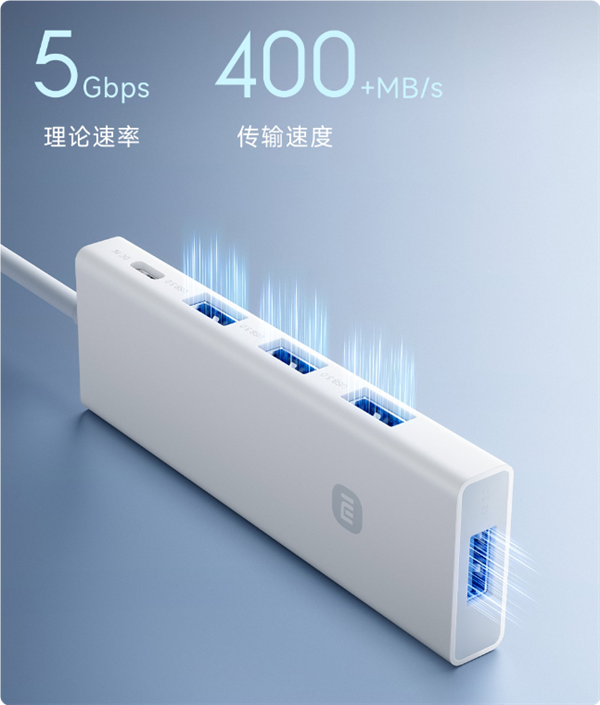 49元！小米四合一雙頭分線器開售：四口USB 3.0可同時(shí)傳輸