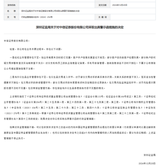 中信證券，被采取監(jiān)管措施！招商證券、華鑫證券也被點(diǎn)名