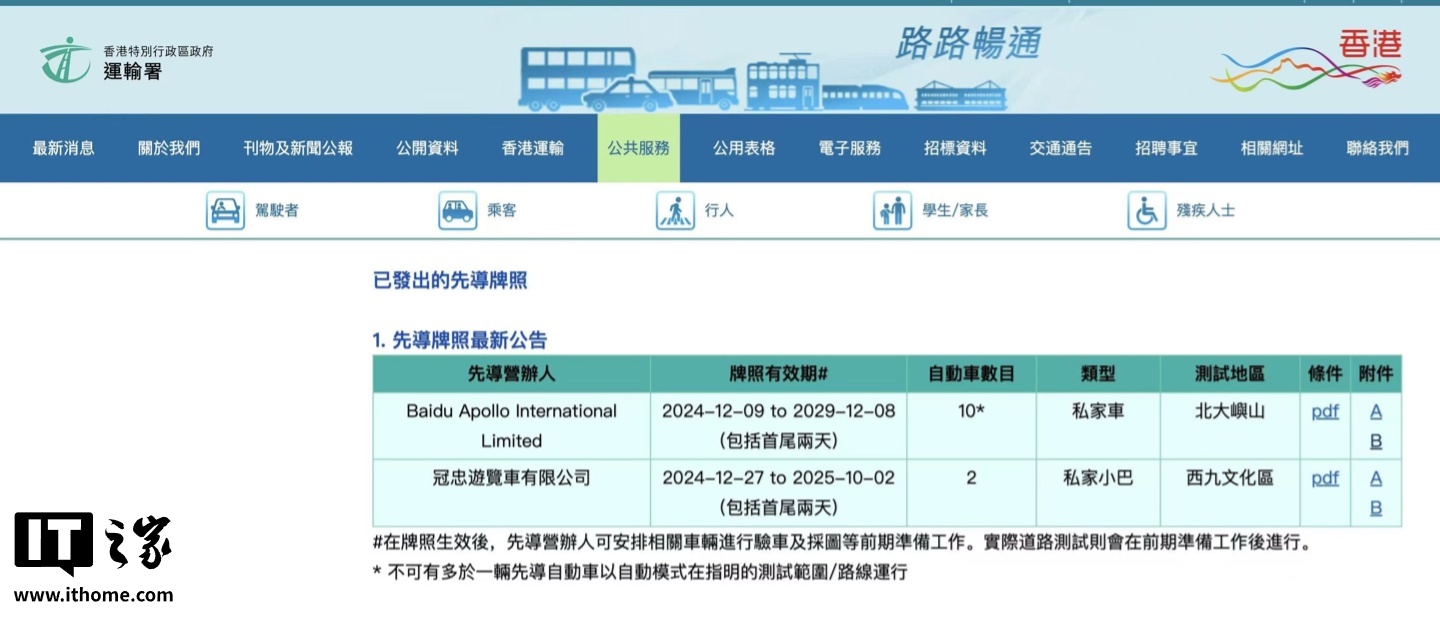 香港運輸署回應小馬智行進入香港稱“并未向其發(fā)放牌照”