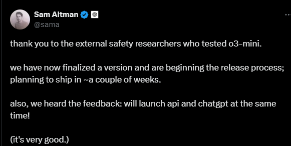 DeepSeek動搖信心？OpenAI或在周五緊急上線最強(qiáng)模型O3 Mini