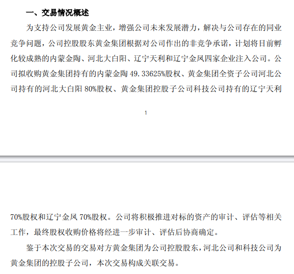 中金黃金，控股股東擬注入資產(chǎn)