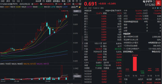 兩大重磅賽道拉爆！電子ETF（515260）猛漲超5%放量新高，千億龍頭批量漲停！板塊迎“布局時(shí)刻”？